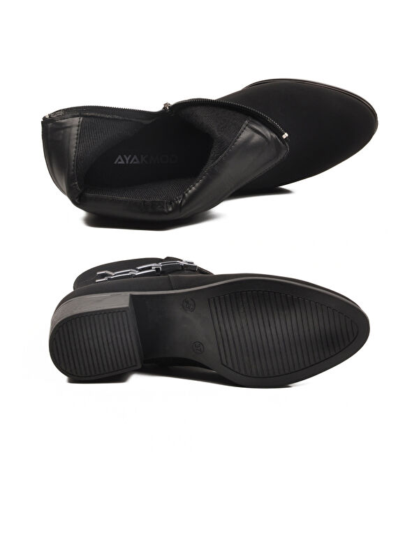 Siyah Zümrüt Fermuarlı Polarlı Kadın Topuklu Bot 325131 Z - Görsel 6