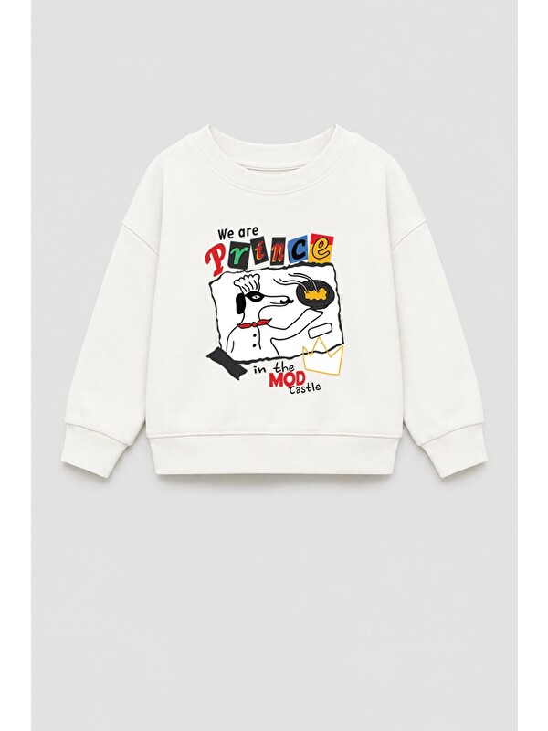 Monila Erkek Çocuk 3 İplik Kumaş Baskılı Pamuklu Sweatshirt
