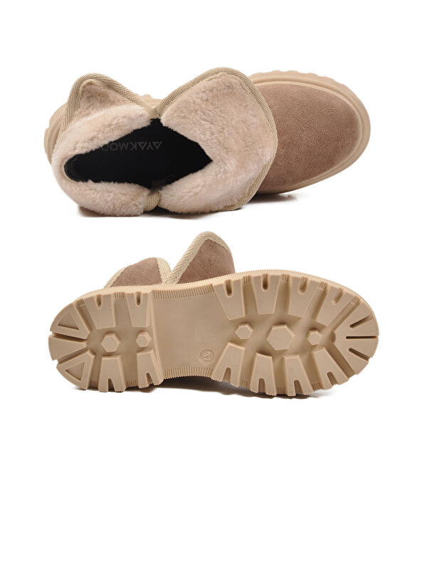 Vizon Süet İçi Kürklü Soğuğa Dirençli Kaymaz Kadın Bot 548038 Z - Görsel 6