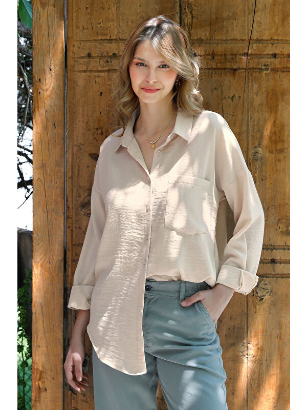 Fullamoda Basic Tek Cepli Oversize Gömlek