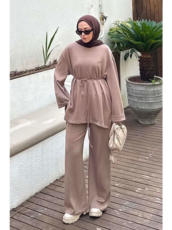 Lamelif İkili Tesettür Takım Soft Kahve