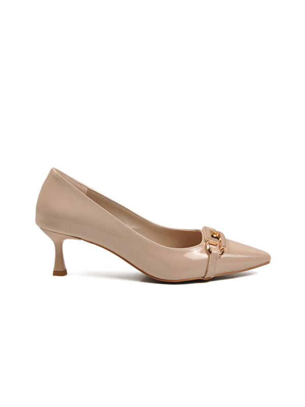 Bej Rugan İnce Kısa Topuklu Kadın Abiye Ayakkabı 695029 Z - Görsel 3