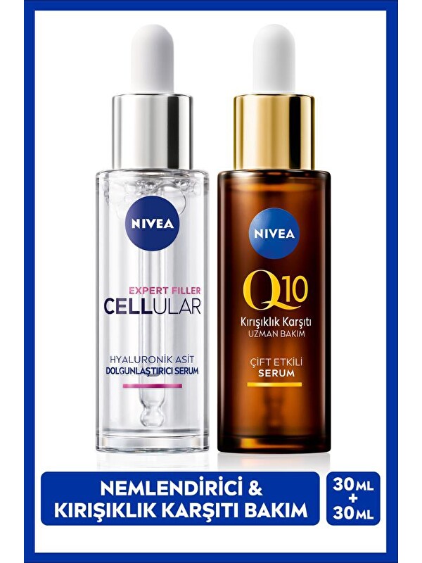 NIVEA Q10 Kırışıklık Karşıtı Çift Etkili Cilt Serum 30ml ve Cellular Expert Filler Nemlendirici Serum 30ml