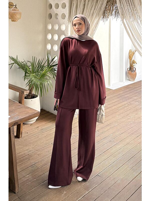 Lamelif İkili Tesettür Takım Bordo
