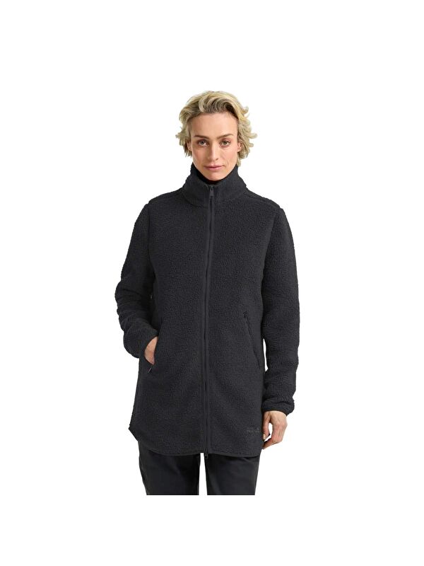 Jack Wolfskin High Curl Coat Kadın Siyah Outdoor Ceketi