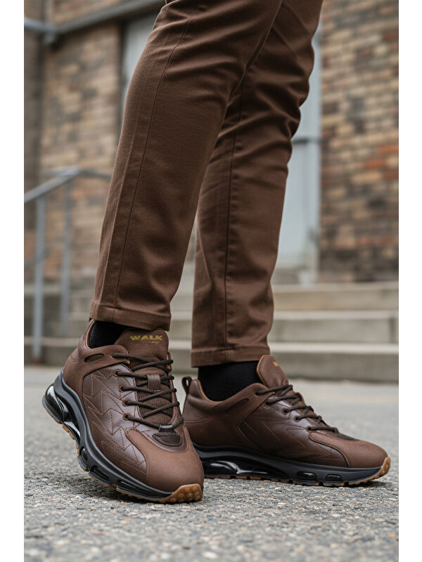 Kahve Bağcıklı Hakiki Deri Erkek Spor Ayakkabı 2623 M - Görsel 4