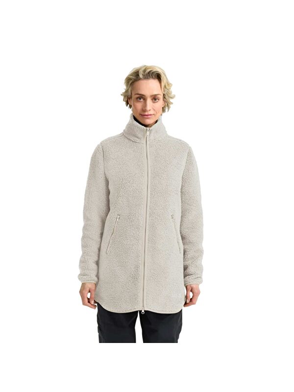 Jack Wolfskin High Curl Coat Kadın Bej Outdoor Ceketi