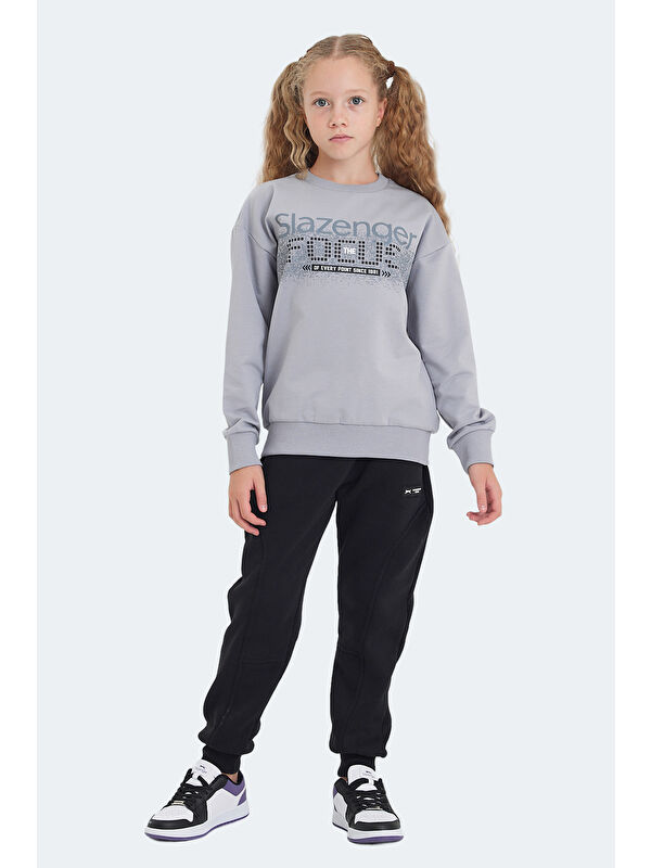 SLAZENGER LAST Unisex Çocuk Taş Gri Sweatshırt