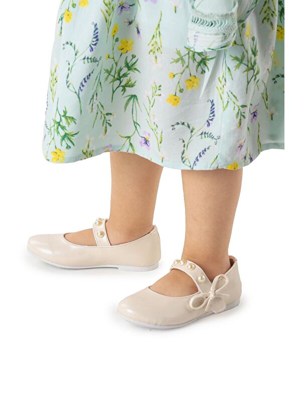 Bareti Cilt İncili Günlük Cırtlı Kız Çocuk Babet Ayakkabı - Görsel 4