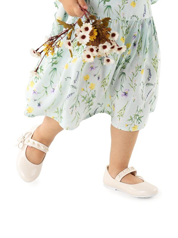 Bareti Cilt İncili Günlük Cırtlı Kız Çocuk Babet Ayakkabı - Görsel 5