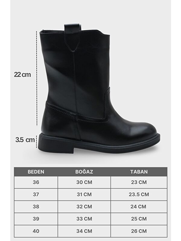 Emmye Kadın Siyah Yuvarlak Burun Bot - Görsel 8
