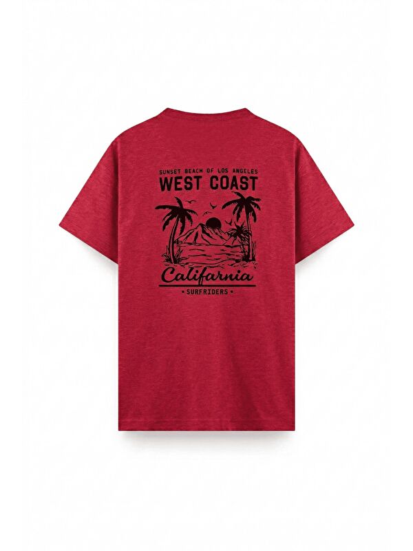 Oksit Kırmızı West Coast Surfriders California Baskılı Erkek Unisex  Tişört Büyük Beden Tshirt-20045