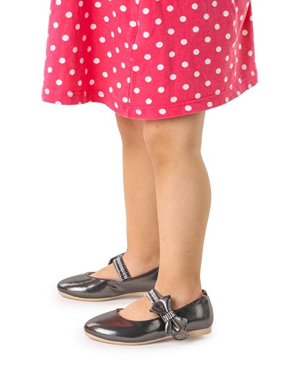 Cerry Vakko Cırtlı Kız Çocuk Taşlı Babet Ayakkabı - Görsel 3