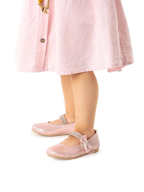 Cerry Vakko Cırtlı Kız Çocuk Taşlı Babet Ayakkabı - Görsel 3