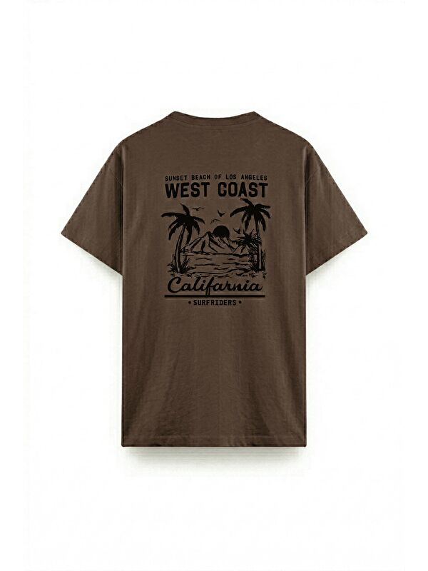 Oksit Kahverengi West Coast Surfriders California Baskılı Erkek Unisex  Tişört Büyük Beden Tshirt-19413