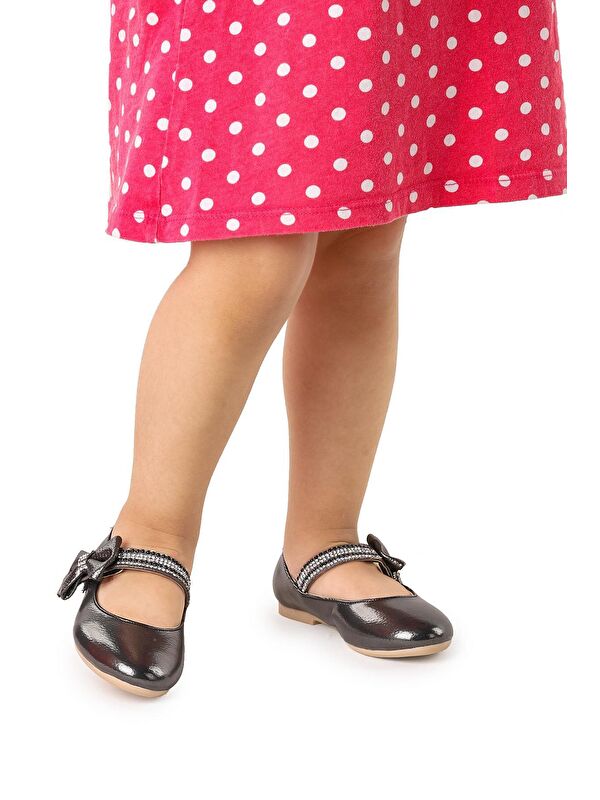 Cerry Vakko Cırtlı Kız Çocuk Taşlı Babet Ayakkabı - Görsel 4