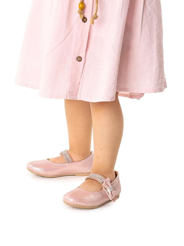 Cerry Vakko Cırtlı Kız Çocuk Taşlı Babet Ayakkabı - Görsel 4