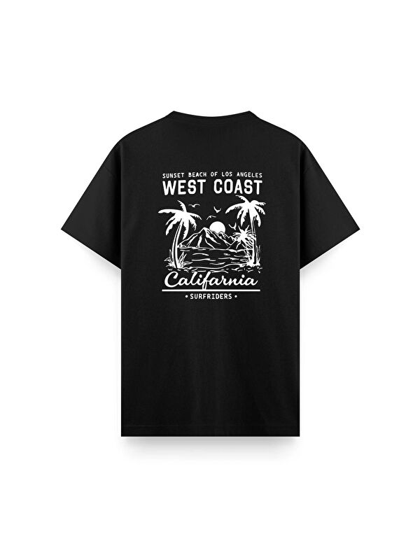 Oksit Siyah West Coast Surfriders California Baskılı Erkek Unisex  Tişört Büyük Beden Tshirt-19351