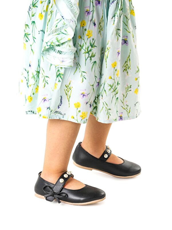 Bareti Cilt İncili Günlük Cırtlı Kız Çocuk Babet Ayakkabı - Görsel 5