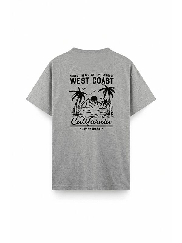 Oksit Gri West Coast Surfriders California Baskılı Erkek Unisex  Tişört Büyük Beden Tshirt-20600