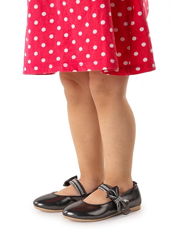 Cerry Vakko Cırtlı Kız Çocuk Taşlı Babet Ayakkabı - Görsel 5