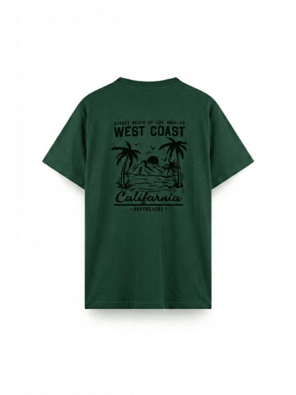 Oksit Yeşil West Coast Surfriders California Baskılı Erkek Unisex  Tişört Büyük Beden Tshirt-18194