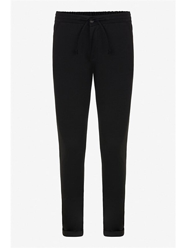 Süvari Siyah Slim Düz Jogger Pantolon