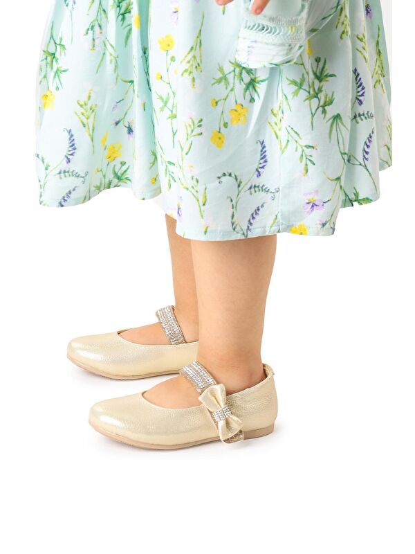 Bareti Vakko İncili Günlük Cırtlı Kız Çocuk Babet Ayakkabı - Görsel 3