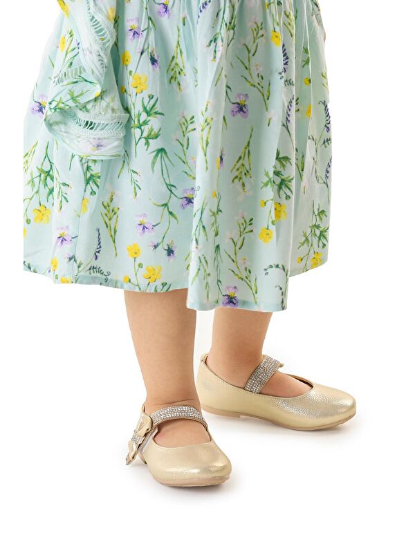 Bareti Vakko İncili Günlük Cırtlı Kız Çocuk Babet Ayakkabı - Görsel 4