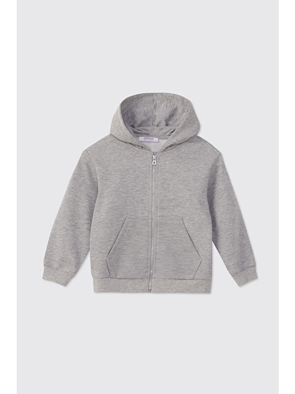Panço Erkek Bebek Fermuarlı Gri-Melanj Sweatshirt