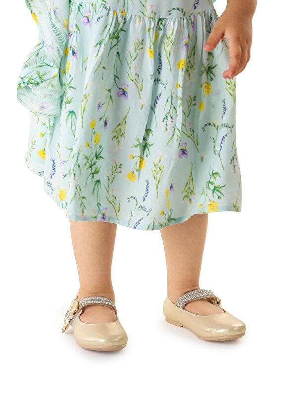 Bareti Vakko İncili Günlük Cırtlı Kız Çocuk Babet Ayakkabı - Görsel 5