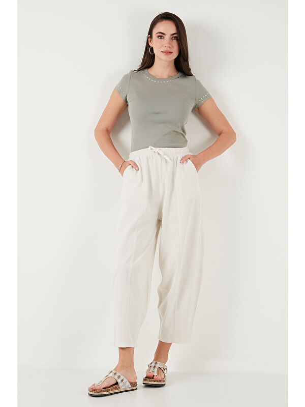 Lela Pamuklu Relaxed Fit Normal Bel Daralan Paça Pantolon 668YP5198