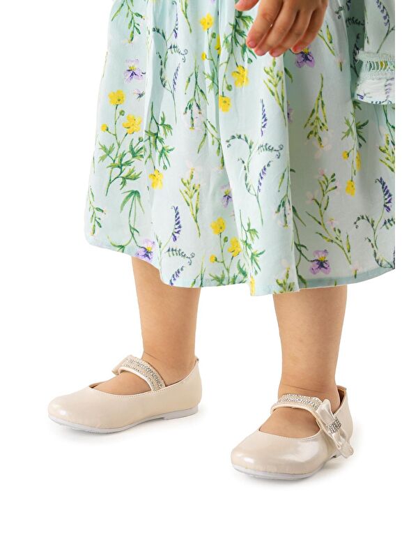 Cerry Cilt Cırtlı Kız Çocuk Taşlı Babet Ayakkabı - Görsel 3