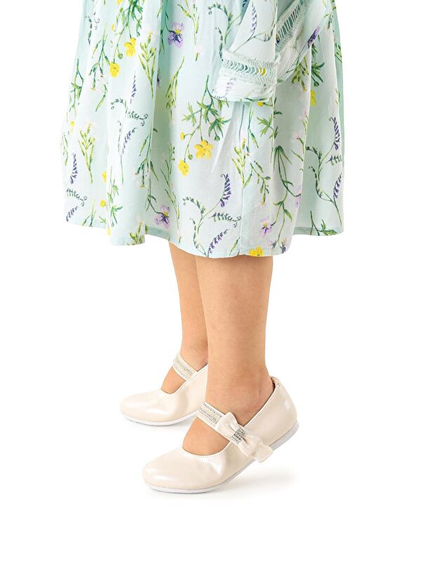 Cerry Cilt Cırtlı Kız Çocuk Taşlı Babet Ayakkabı - Görsel 4