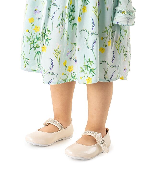 Cerry Cilt Cırtlı Kız Çocuk Taşlı Babet Ayakkabı - Görsel 5