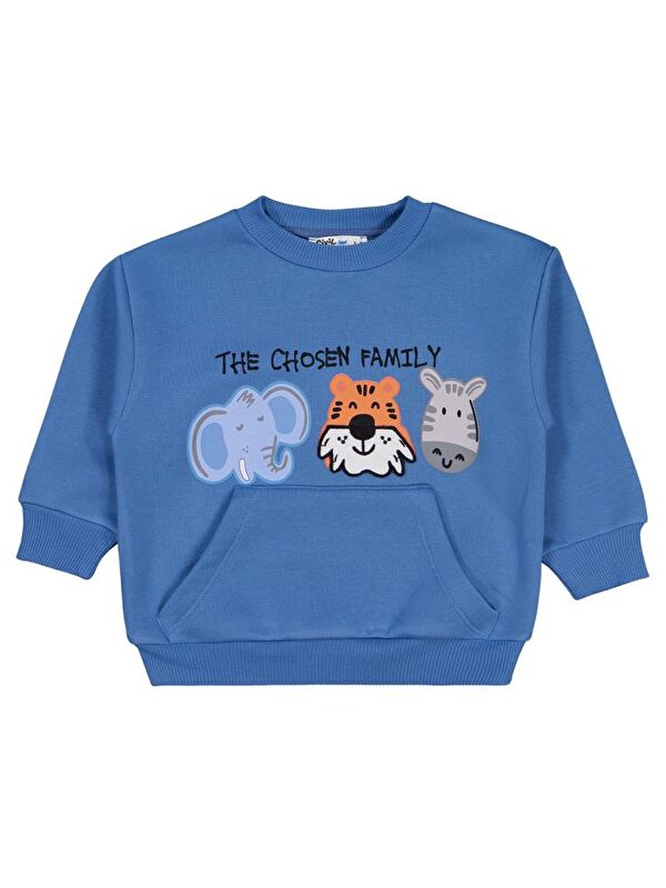 Civil Boys Üç Kafadar Baskılı-Nakışlı 2-5 Yaş Sweatshirt - Mavi 3-4 Yaş