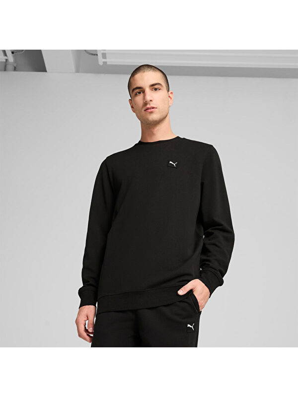 Puma Essentials Elevated Crew Erkek Siyah Bisiklet Yaka Sweatshirt