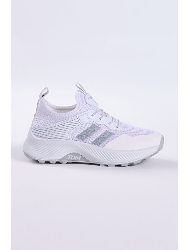 Tonny Black Beyaz Tonny Black Rahat Kalip Çocuk Unisex Nefes Alabilen Kumaş Bağcıklı Sneaker