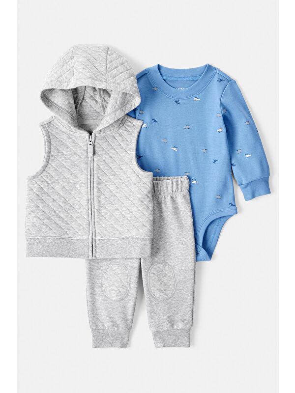 Carter's Erkek Bebek Gri Yelekli Set