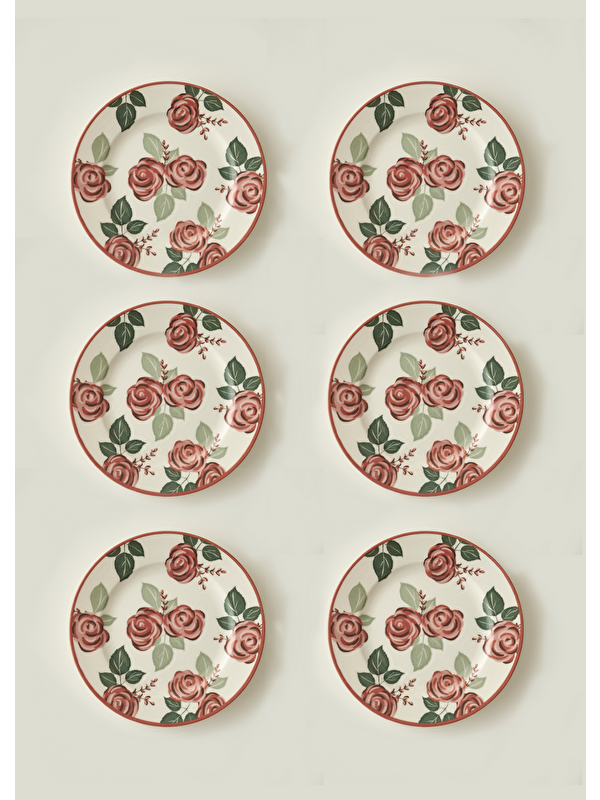 Bella Maison Rose Porselen 6'lı Pasta Tabağı (21 cm)