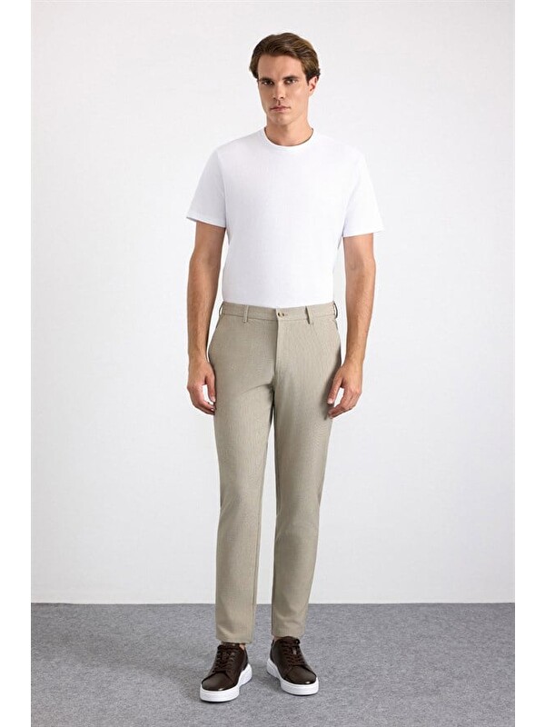 Süvari Bej Slim Düz Jogger Pantolon