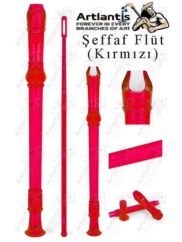 Artlantis Şeffaf Flüt Blok 1 Adet Renkli Blok Fülüt Şeffaf Abs Plastik 3 Parça Kaliteli Net ve Yüksek Ses Kali