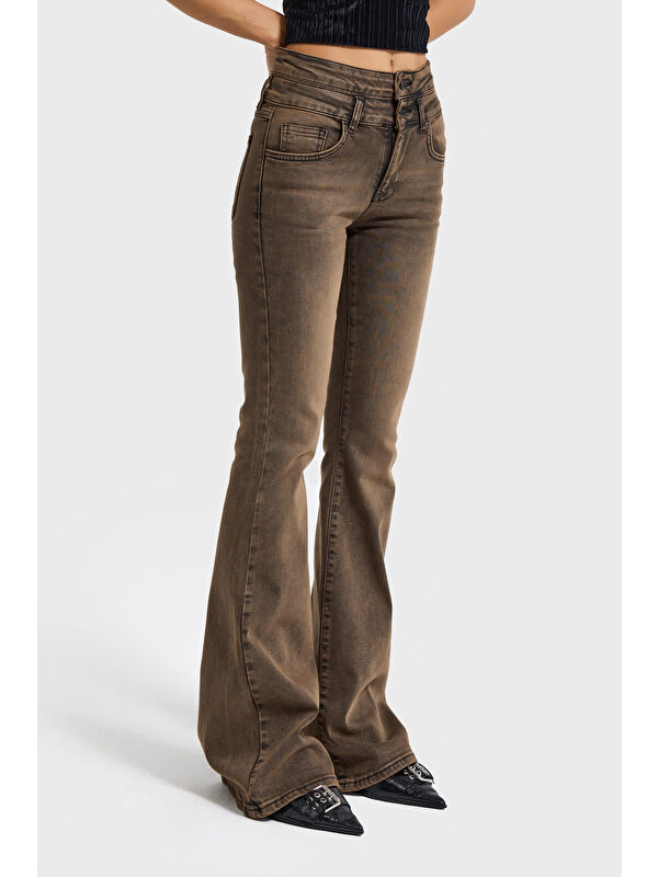 It's Basic Kadın ST Jean Rengi 2w5-62 Flare Fit Esnek Kumaş Denim Jean