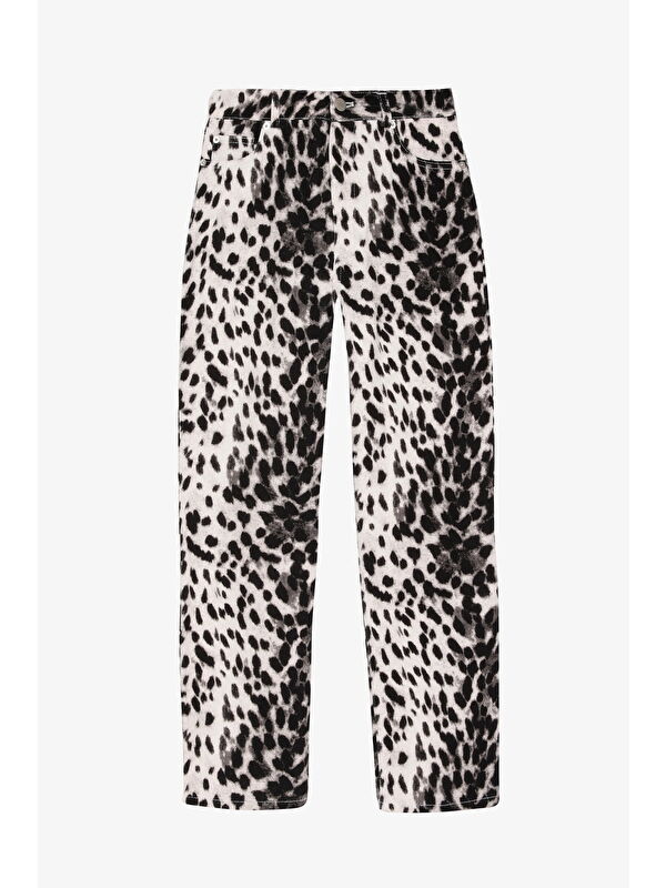 QUZU Leopar Desen Pantolon Siyah