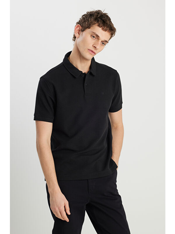 Wrangler Regular Fit Siyah Polo Yaka Tişört