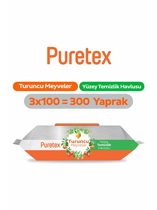 Puretex Yüzey Temizlik Havlusu Turuncu Meyveler 3x100 (300 Yaprak)