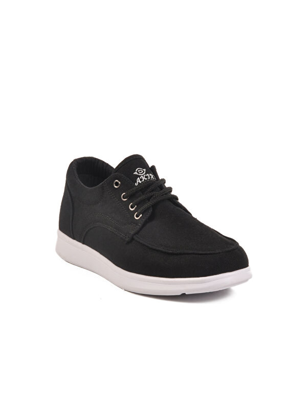 Siyah Beyaz Keten Hafif Erkek Casual Ayakkabı 023 M - Görsel 4