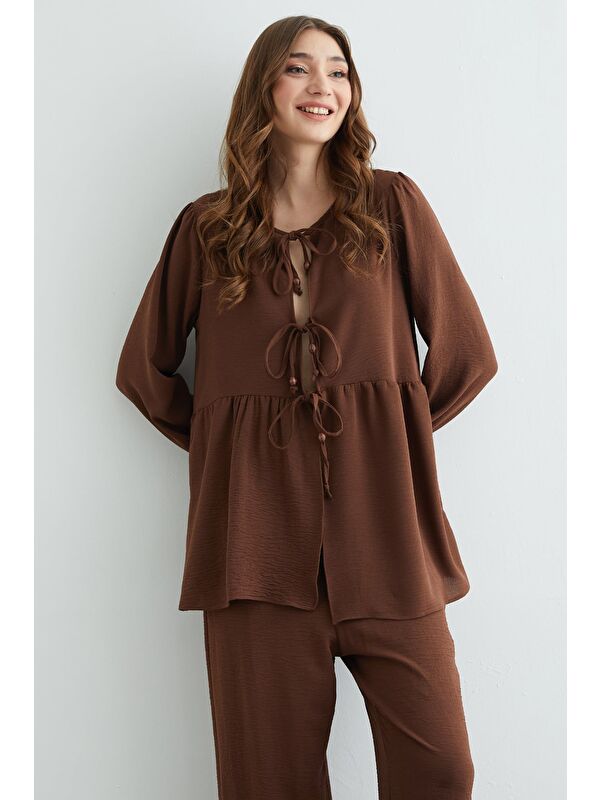 Fullamoda Fullamodest Önü Bağlamalı Ayrobin Kimono 2 Li Takım