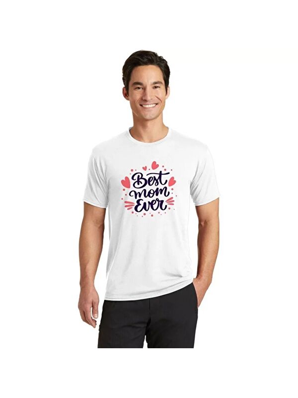 Jane's Unisex Bisiklet Yaka Baskılı Oversize T-Shirt - Beyaz