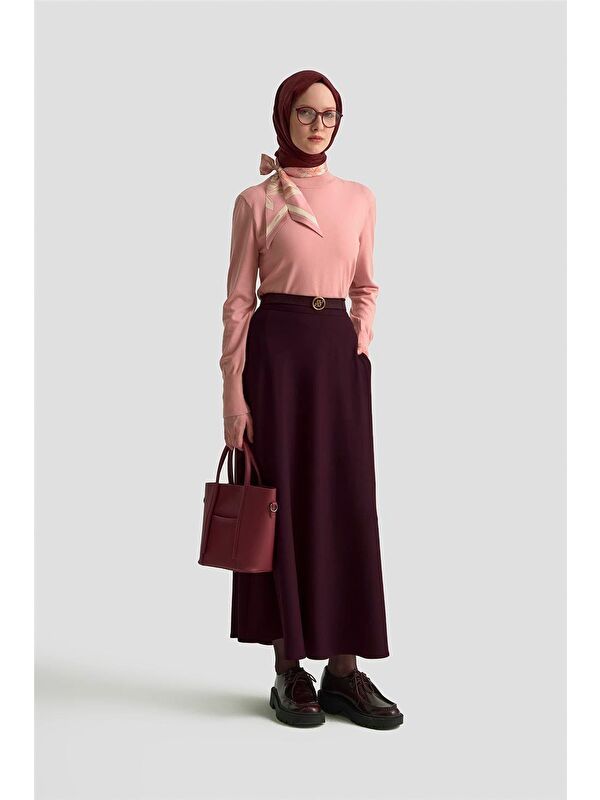 ARMİNE Kloş Örme Etek 25Kd4033 Mürdüm